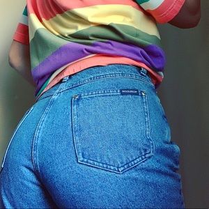 Wool rich fleece lined cotton high rise jeans